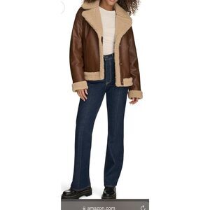 Levi's Womens Faux Leather Sherpa Lined Moto Jacket size large
